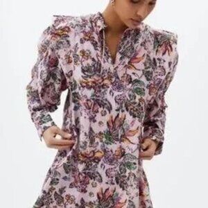 MariaCher | Franca Floral Print Cotton Silk Blend Midi Dress